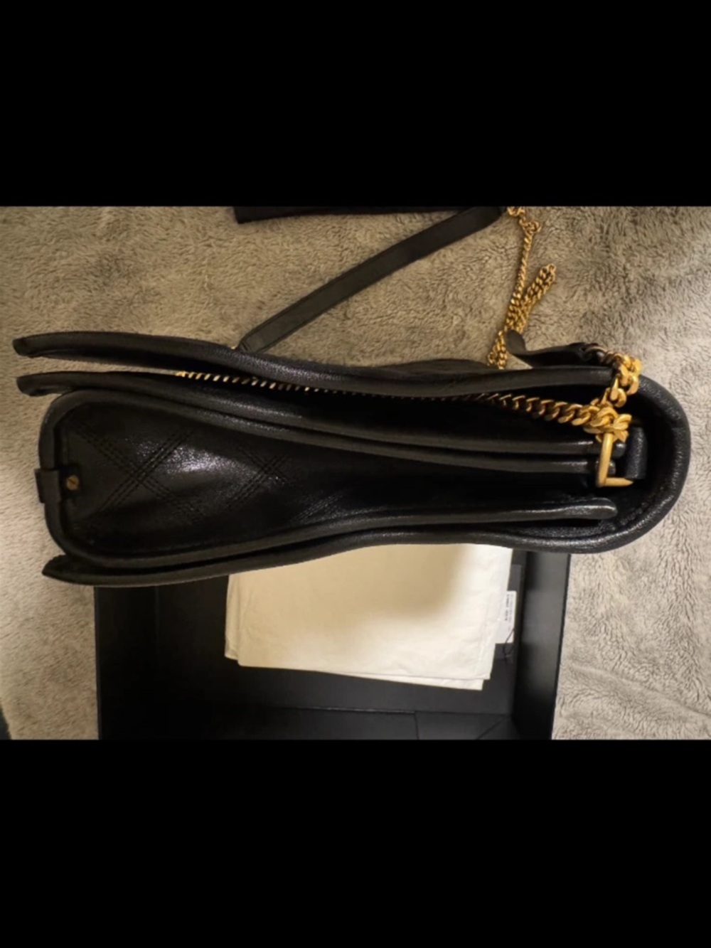 Saint Laurent Black Quilted Leather Flap Bag with Gold YSL Hardware - Picture 6 of 6